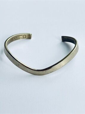Sergio Lub Vintage 80s Rainbow Wave Cuff Bracelet Silver Tone California